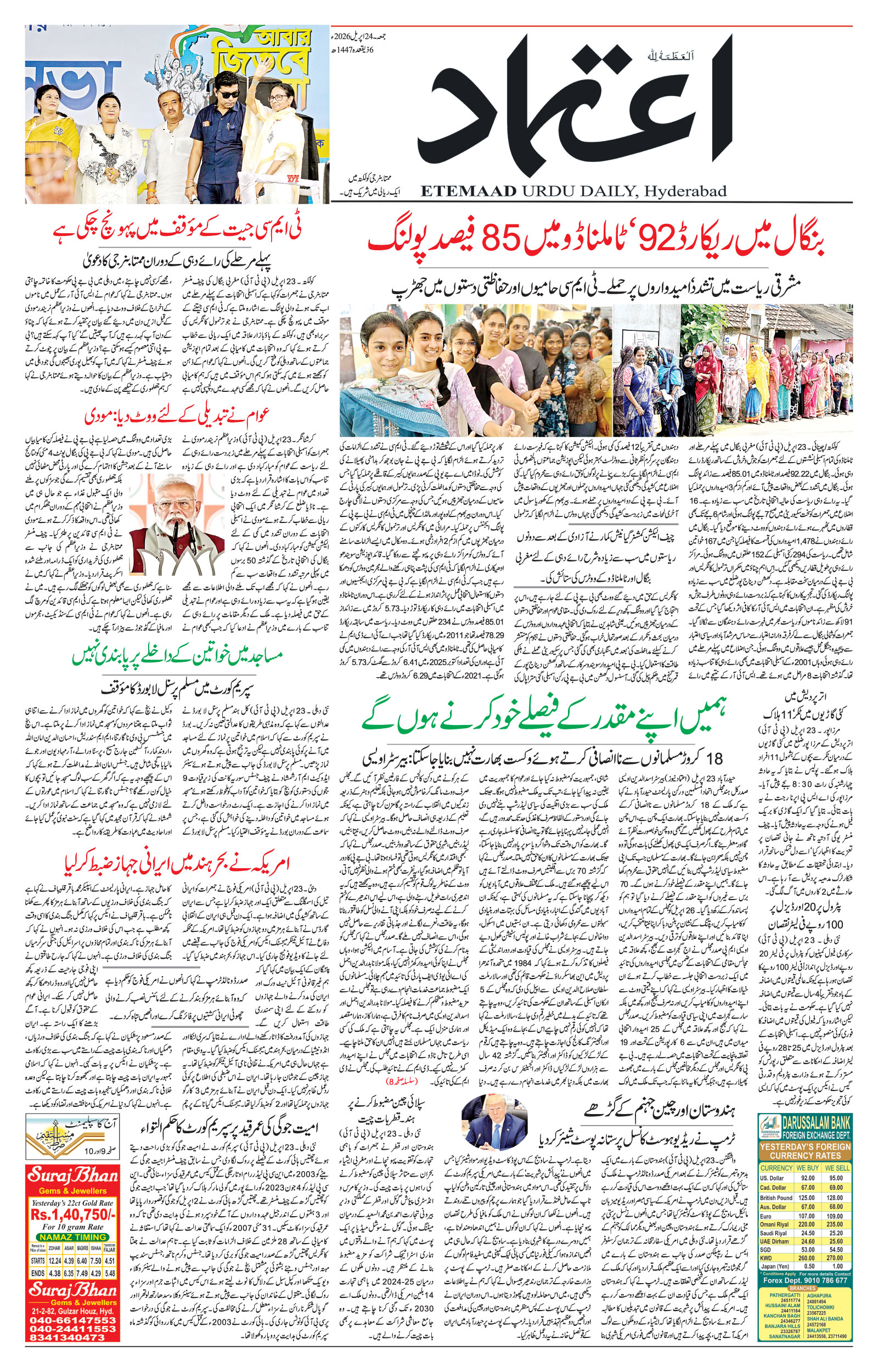 etemaad urdu daily newspaper